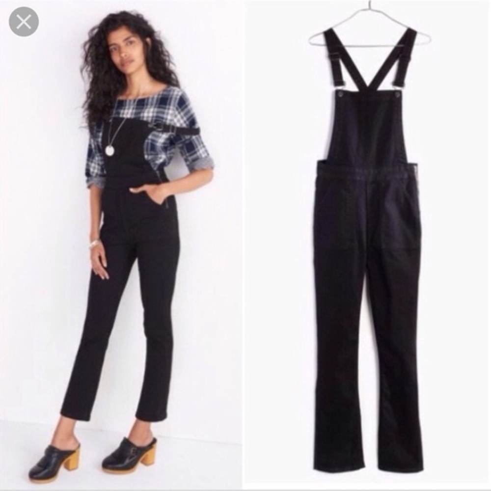 Madewell Black Cross-back Denim Overalls
